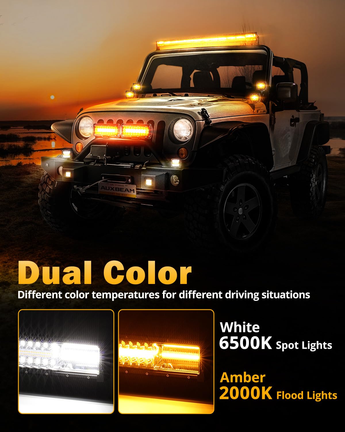 Amazon.co.jp: Auxbeam 30インチ 180W アンバー ホワイト LEDライト 