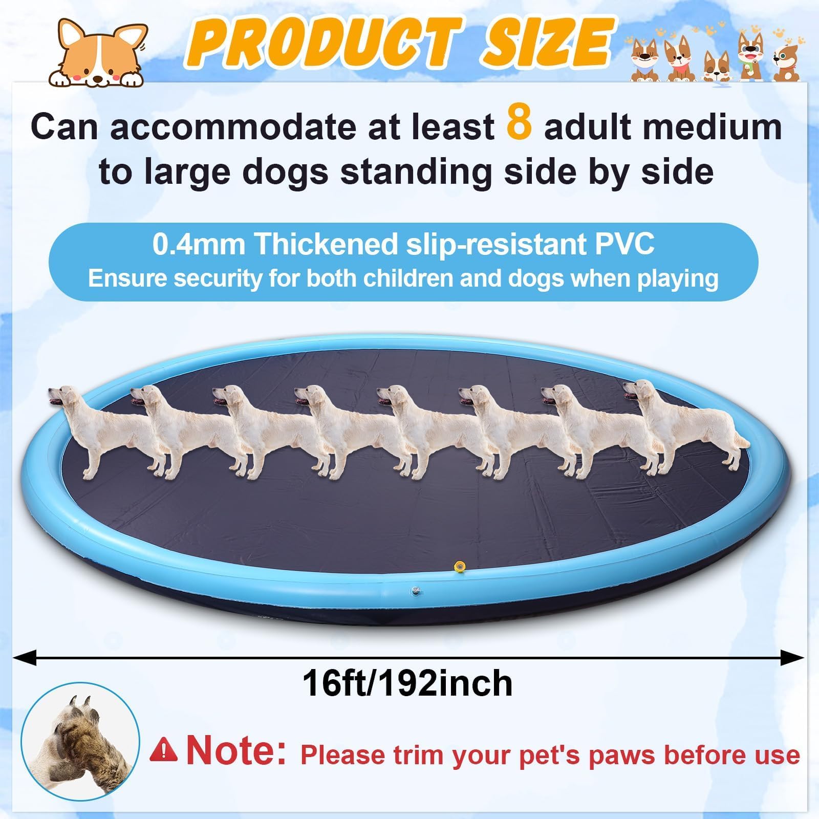 16 ft Giant Inflatable Splash Pad Extra Large 192