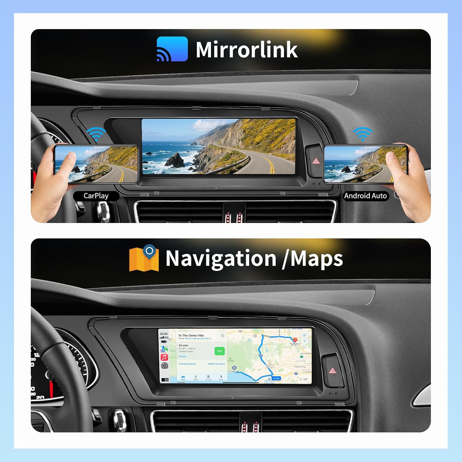 8.9 Inch Touchscreen for Audi A4 (2009-2015) with 3GMMI Wireless CarPlay/Android Auto, Car Radio Receiver, Multimedia, Bluetooth, Car Stereo, Navigation