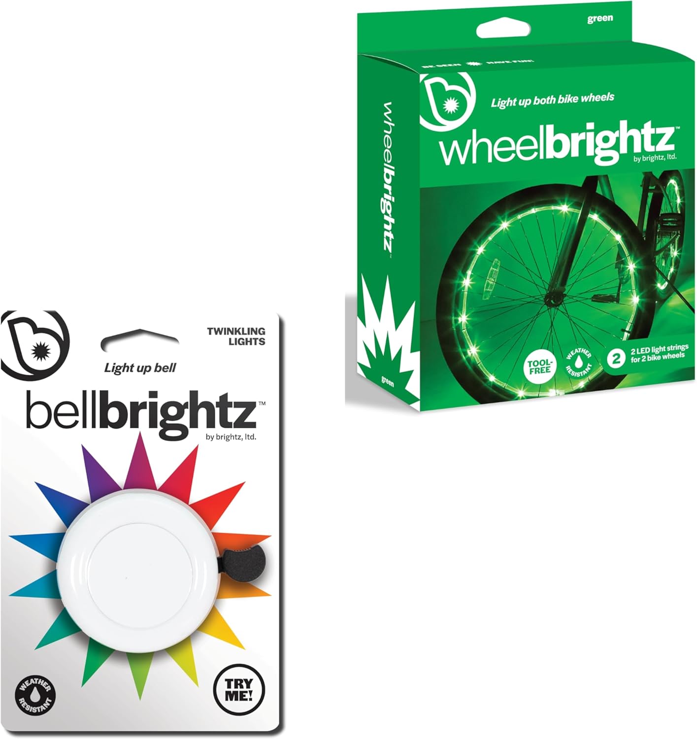 Brightz BellBrightz LED Light Up Bike Bell & WheelBrightz LED Bike Wheel Lights Bundle - Fun, Colorful, and Safe Bicycle Accessories for Kids and Adults - Easy to Install, Durable, & Weather-Resistant