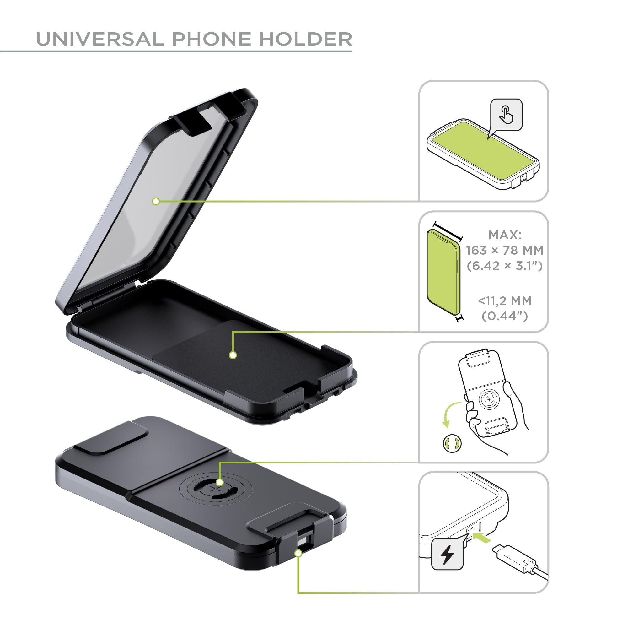 SP CONNECT Bike Bundle Universal Phone Case LT L | uniwersalny uchwyt na telefon komórkowy do kierownicy rowerowej | uchwyt na telefon komórkowy do wszystkich smartfonów | uchwyt na telefon komórkowy