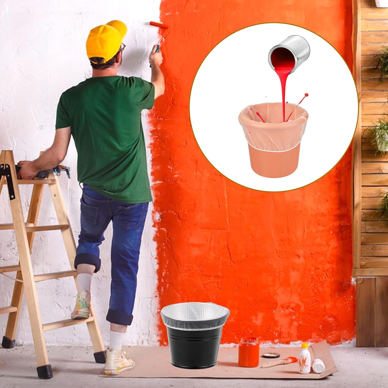 30 Pieces Paint Strainer Bags 1 Gallon White Fine Mesh Filter Bag with Elastic Drawstring Disposable Bag Bucket Strainer Bags for Paint Gardening
