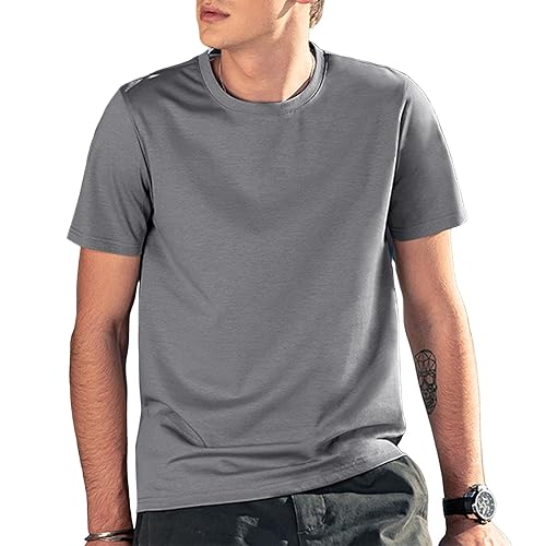 Men's Stripe Short Sleeve T-Shirt Mens Classic Casual Stripe Loose