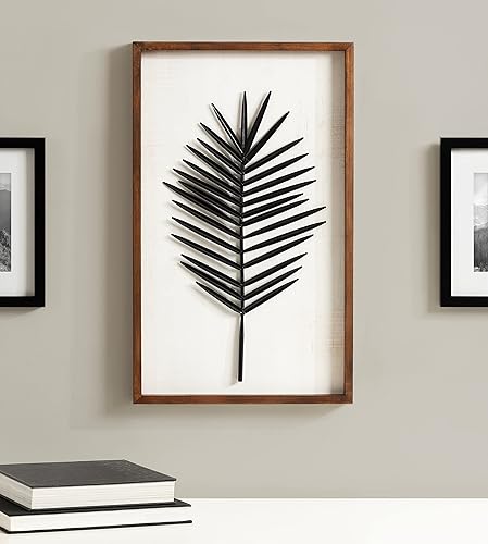 Miniatura 4 de Kate and Laurel Pindo - Placa de arte de pared de hojas de metal de transición, 15 x 24 pulgadas, marrón rústico y negro, arte decorativo moderno