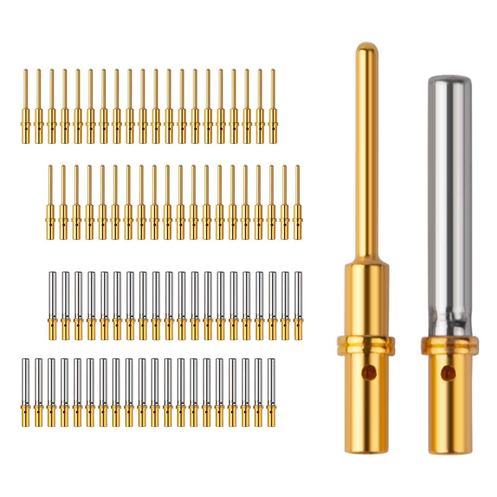 JRready Gold Plated Deutsch Solid Connector Terminals Kit,ST6356-20-040 DTM Turned Contacts Size 20,Male Pins 0460-202-2031/Female Sockets 0462-201-2031 Solid Contacts Wire Gauge 20-22 AWG, 40 Pairs