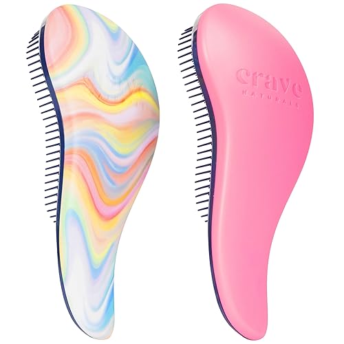 Crave Naturals Glide Thru - Cepillos desenredantes para cabello de adultos y niños, cepillo desenredante para cabello natural, rizado, liso, húmedo