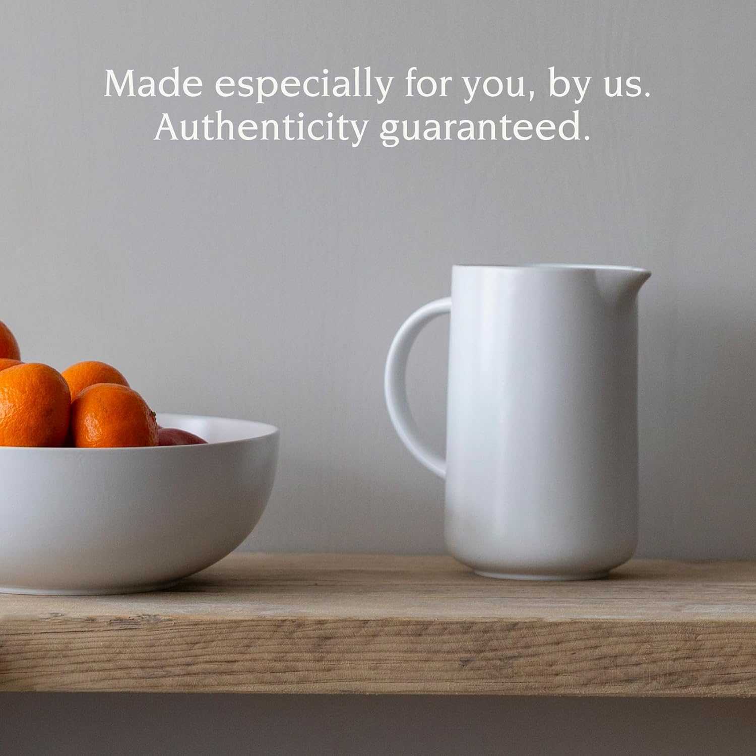 over&back Coupe Stoneware Pitcher - Elegant Water Pitcher for Home Decor and Beverages - 42 Oz - Semi-Matte White