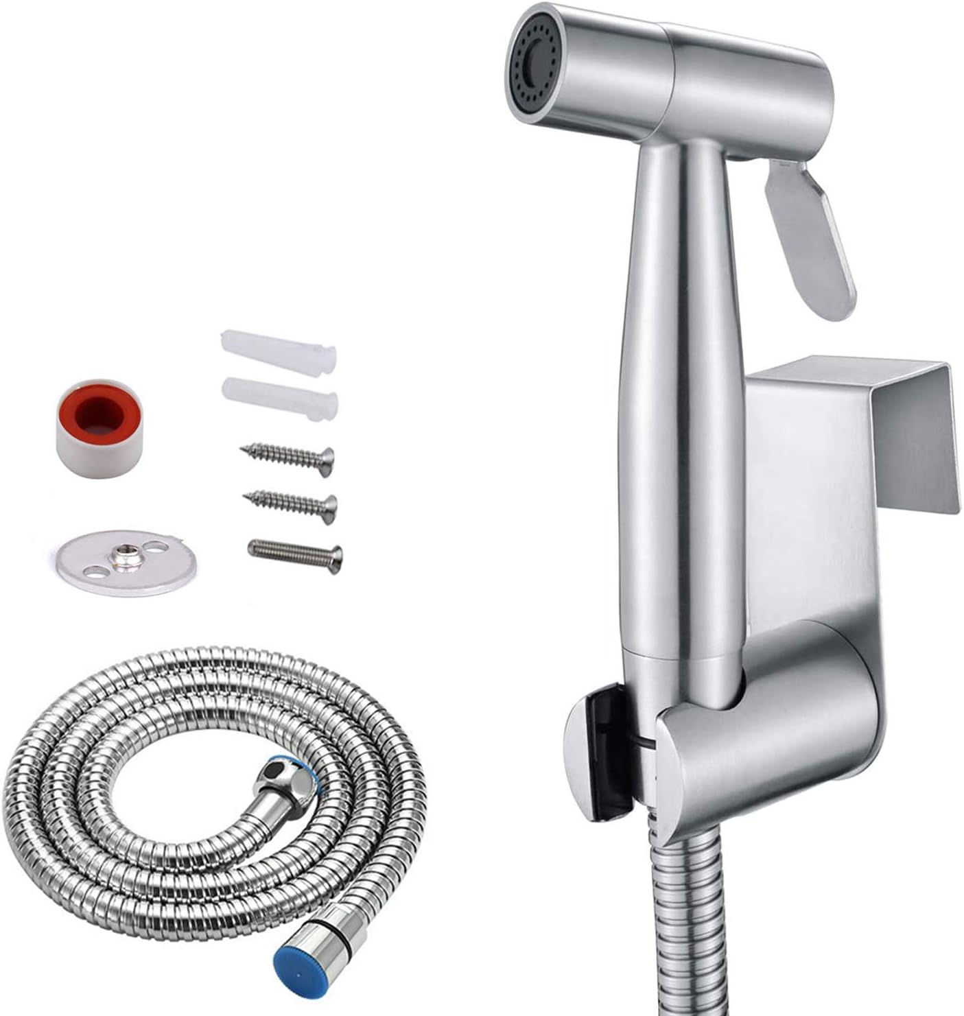 Handheld Bidet Sprayer Kit,Aokilom Stainless Steel Toilet Shattaf Douche Cloth Diaper Shower Sprayer Head with 1.2m Hose and Bracket Holder forPersonal Hygiene,Pet Bath,Washing Car,Water Flower,Toilet
