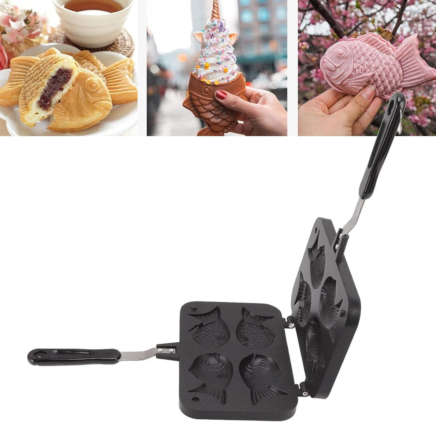 Piastra per Waffle A Forma di Pesce, Piastra Antiaderente per Pancake Taiyaki, Utensile Elettrico per La Cottura in Casa, Cucina E Ristorante, Piastra per Waffle Facile da Pulire