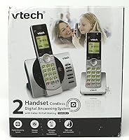 Vista 1 de VTech CS6929-2 Teléfono inalámbrico con sistema de contestadora e identificador de llamadas, plateado/negro con 2 teléfonos DECT 6.0 ampliable