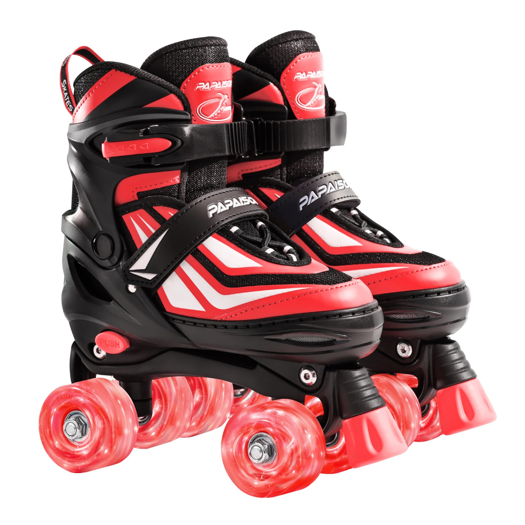 PAPAISON Kids Roller Skates for Boys Girls, 4 Size Adjustable Rollerskates with Light Up Wheels for Kids Ages 4-12