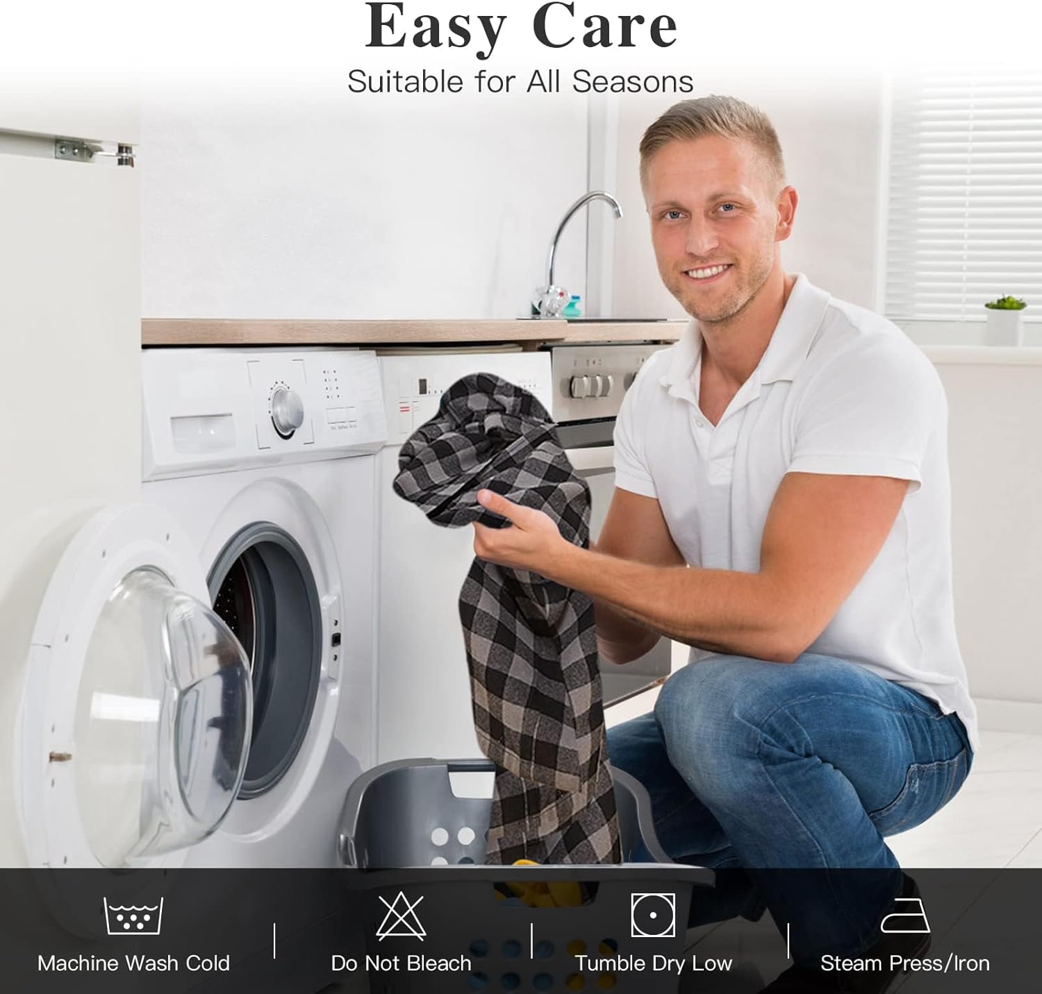 FashGudim Mens Buffalo Plaid 100% Cotton Flannel Shawl Collar Robe Lightweight Full Length Bathrobe Loungewear House Robes - Image 4