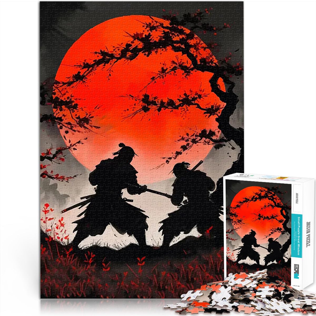 Puzzles for teenagers 2000 Piece Samurai Duel at with Red Moon Schwierig Schwer Geschenke für Freunde und Familie70x100cm