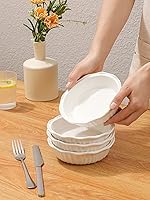 Vista 5 de LIFVER Ceramic Pie Pans for Baking 6 Inches, 11.6 OZ Set of 4 Deep Pie Dish, Round Mini Pie Plates Tart Pans, Small Quiche Baking Fluted Dish Pan