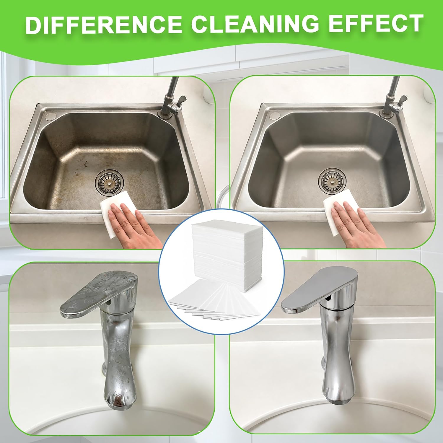 48 Pads Magic Sponge Eraser Sheets, Super Thin 0.12cm Disposable Melamine Sponge Sheets, 4X High Density Melamine Foam Sheet Flexible White Cleaning Eraser Wipes for Kitchen Sink Shoes Dish Faucet