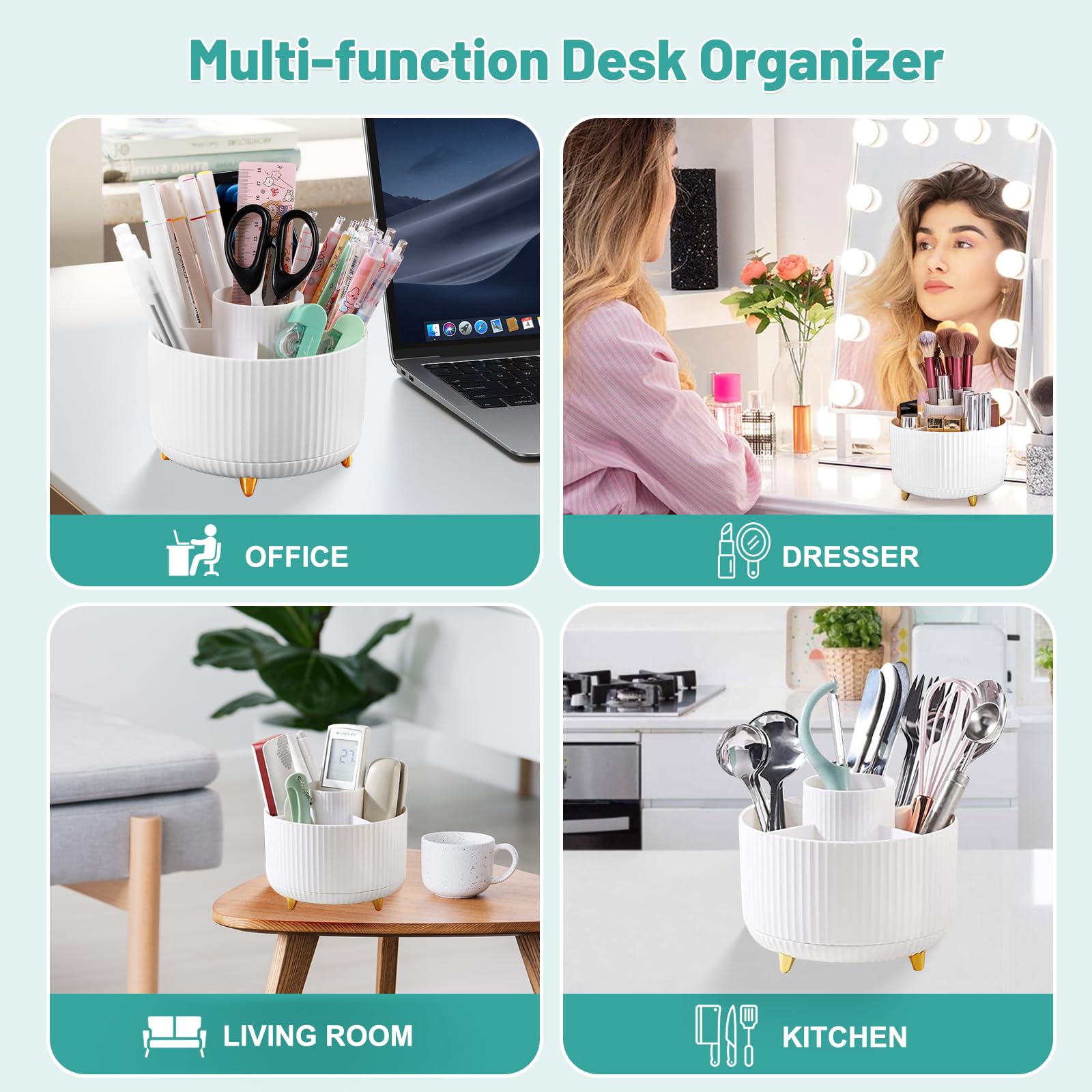 Lenfuos Rotating Pen Pencil Holder Desk Organiser - Image 2