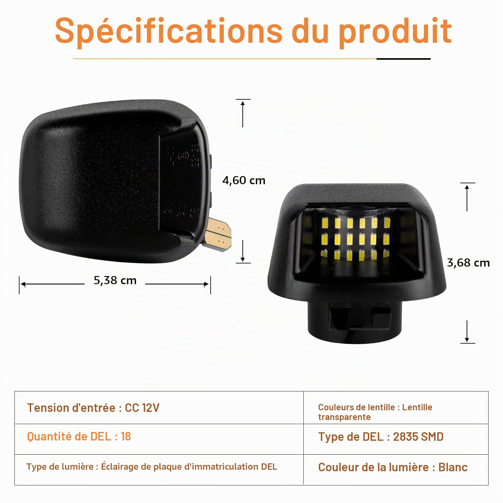 2X Éclairage de plaque d'immatriculation LED pour Nissan navara D40 2005~2018 Frontier ACMAT ALTV Suzuki Equator, Canbus Pas d'erreur feux de plaque d'immatriculation à LED, Feux Arrière