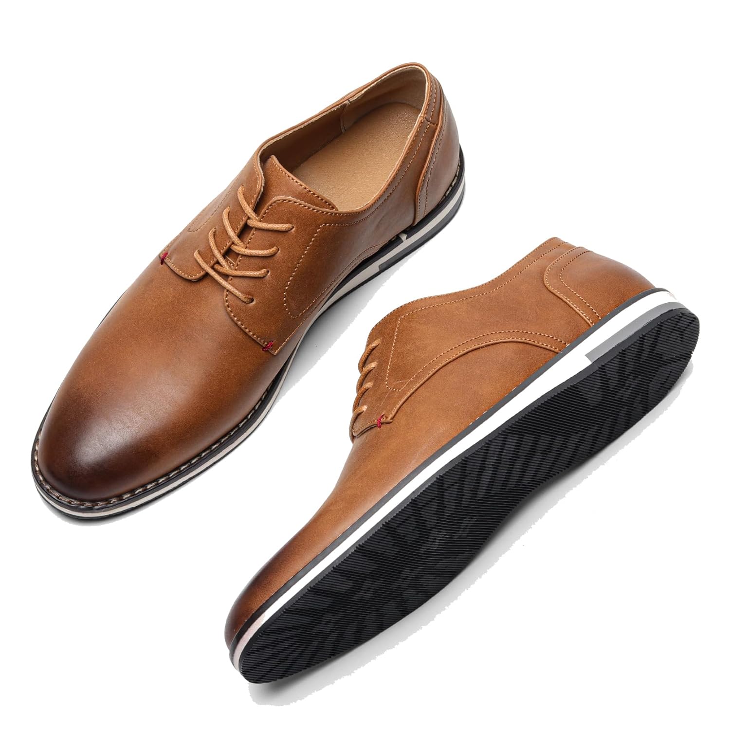 Sapato social masculino Oxford – Sapatos de couro casuais formais clássicos com cadarço para negócios, casamento e uso diário