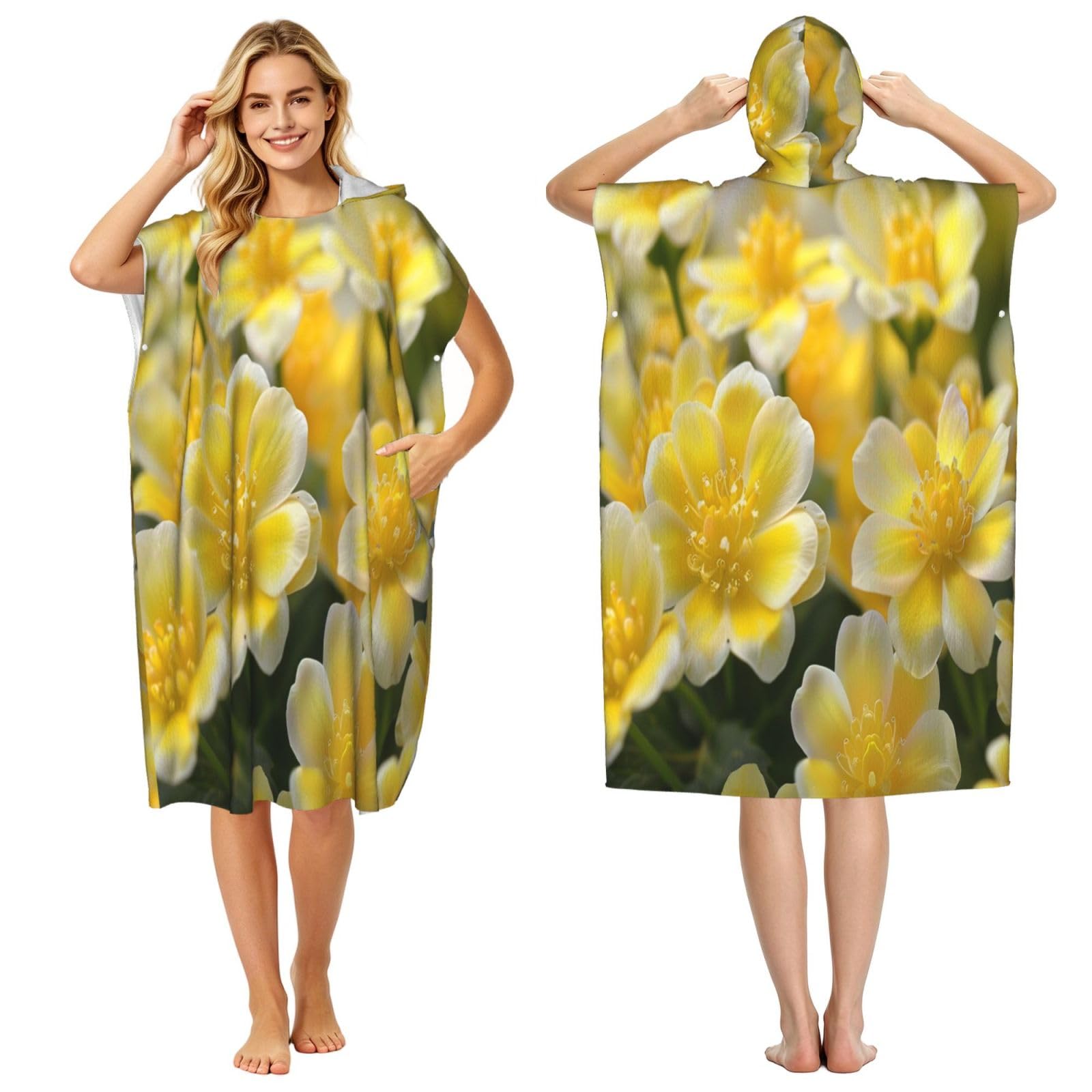 DTHKJNLSF Flowers In The Park Adult Hooded Beach Poncho Towel