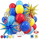Red Blue Yellow Balloons,Carnival Birthday Party Balloons with Foil Star Balloon, for Boy Girls Birthday Baby Shower Carnival Theme Party Supplies