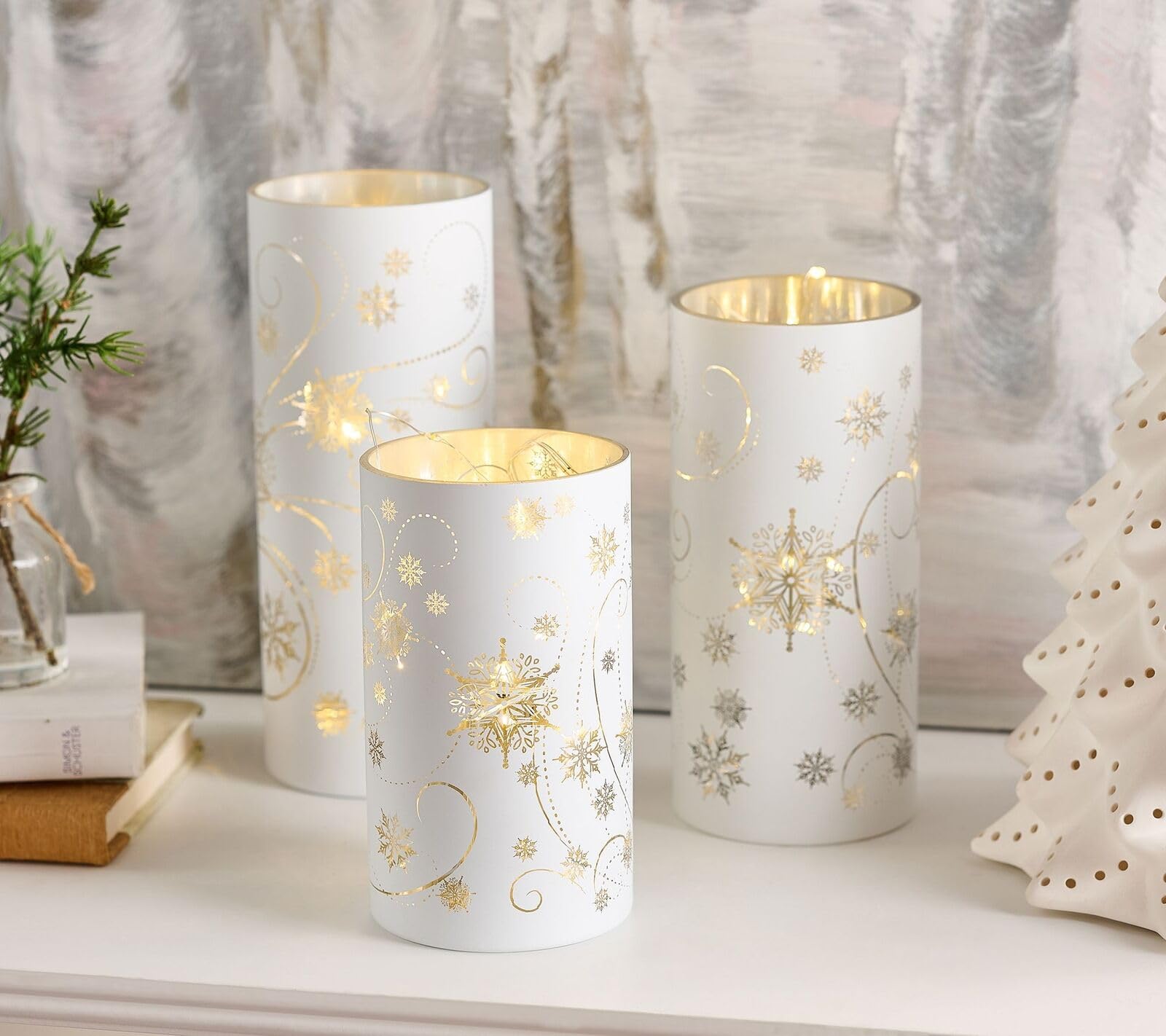 Amazon.com: Set of 3 Illuminated Swirling Snow Hurricanes by