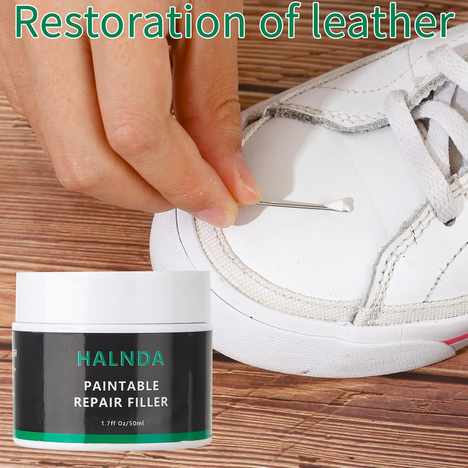 Leather Filler for Repairing Cracks, Scratches and Holes in Leather, Restoring the Surface of Leather, Suitable for Leather Furniture, Shoes, car Seats, can be Dyed, Includes Towel and sandpaper-50ml