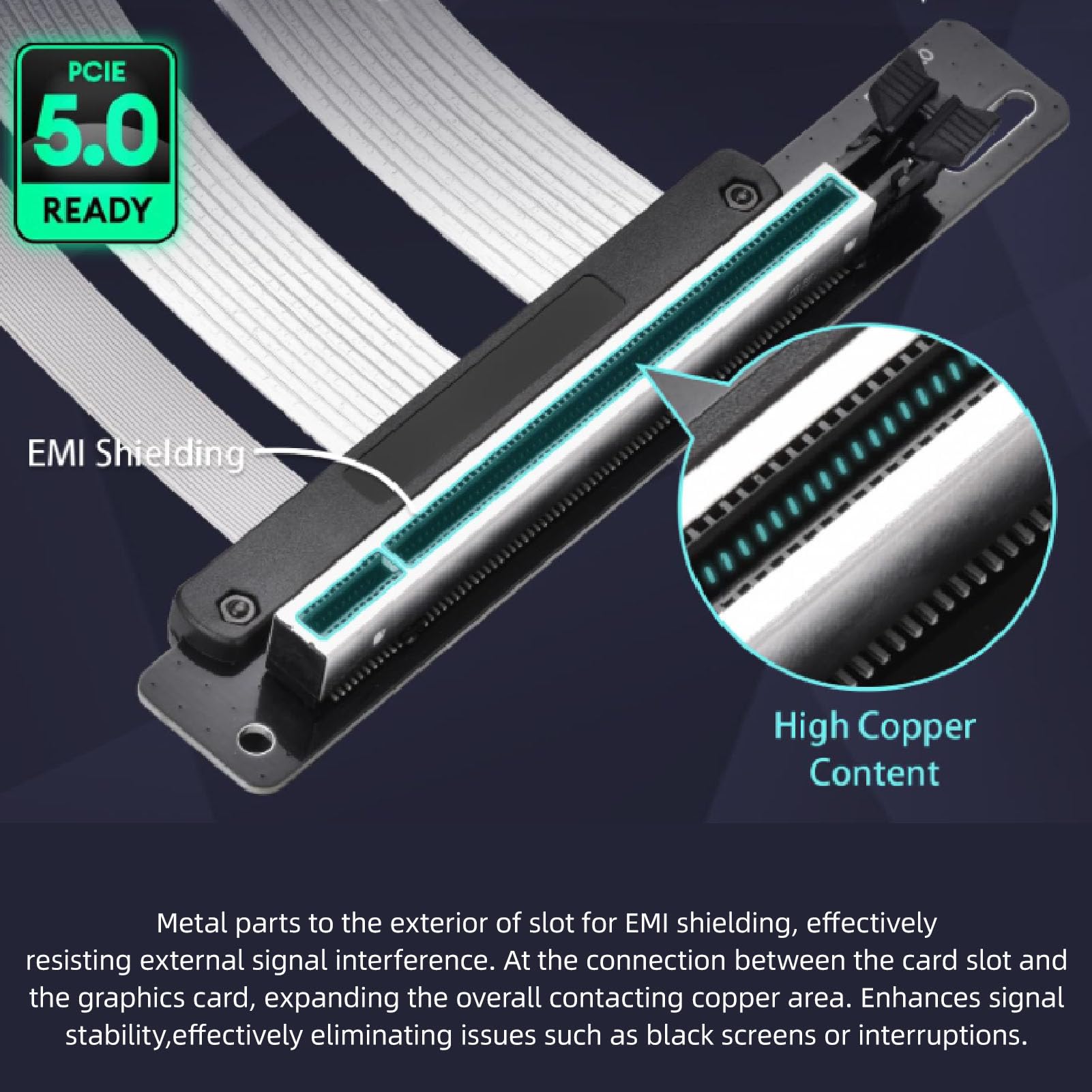 ASHATA Cavo Riser PCIE 5.0 per 5090 RX8900 RX7900XTX, cavo di estensione della scheda grafica GPU Gen 5 PCIE 16X 128 GB/s compatibile con 4.0 (30 cm)