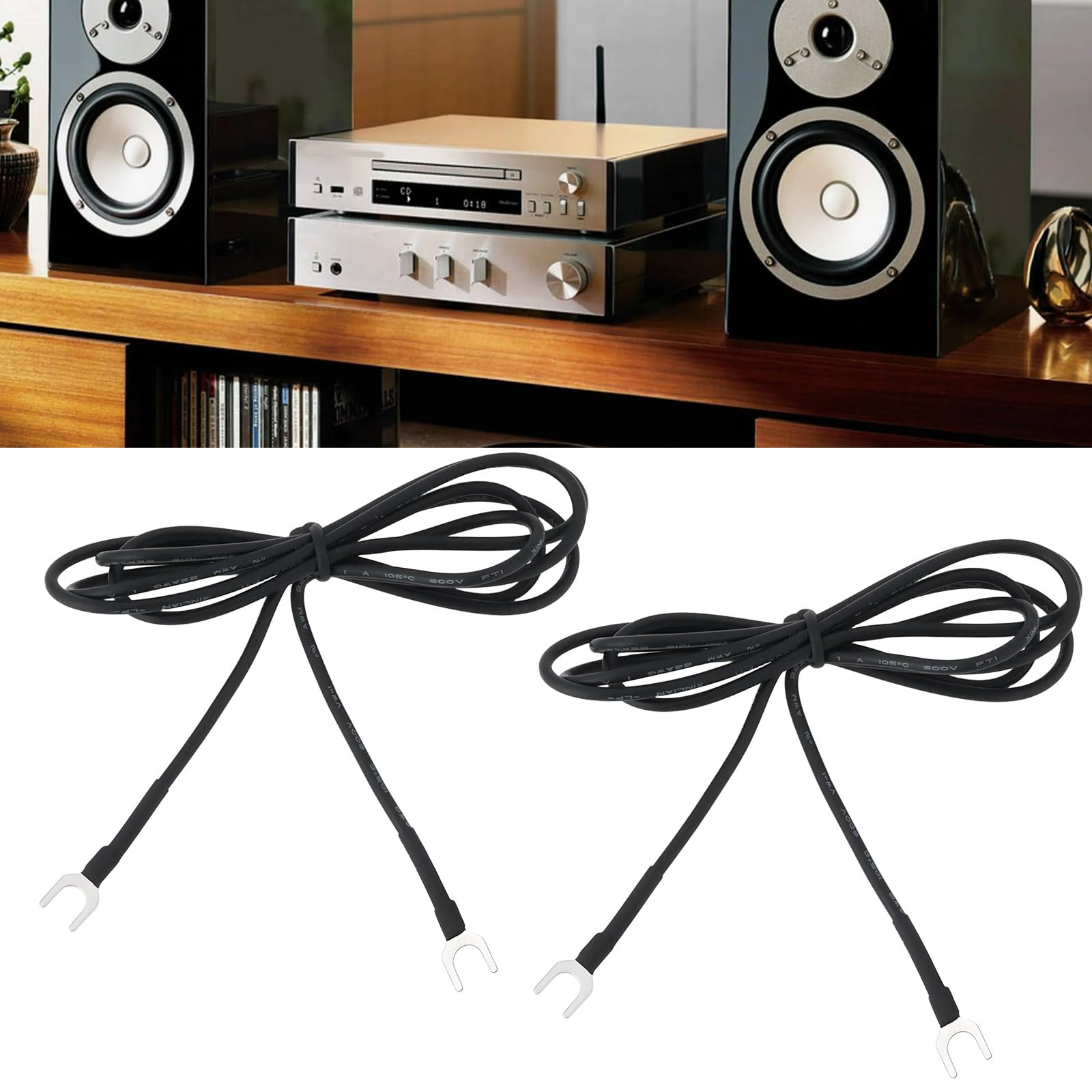 Be In Your Mind 2pcs 1M Turntable Earth Wire with 5mm Fork Terminals 22AWG Wire - Image 3