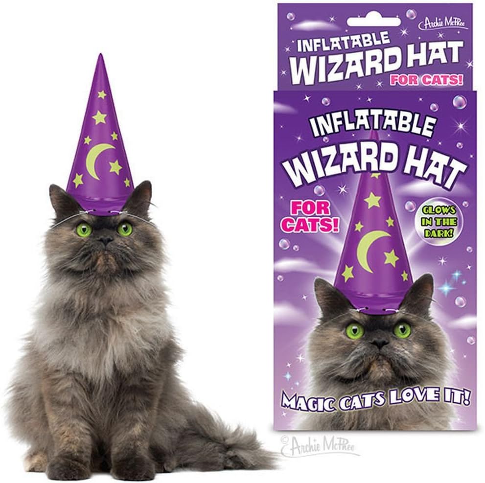 Inflatable Wizard Hat For Cats By Accoutrements