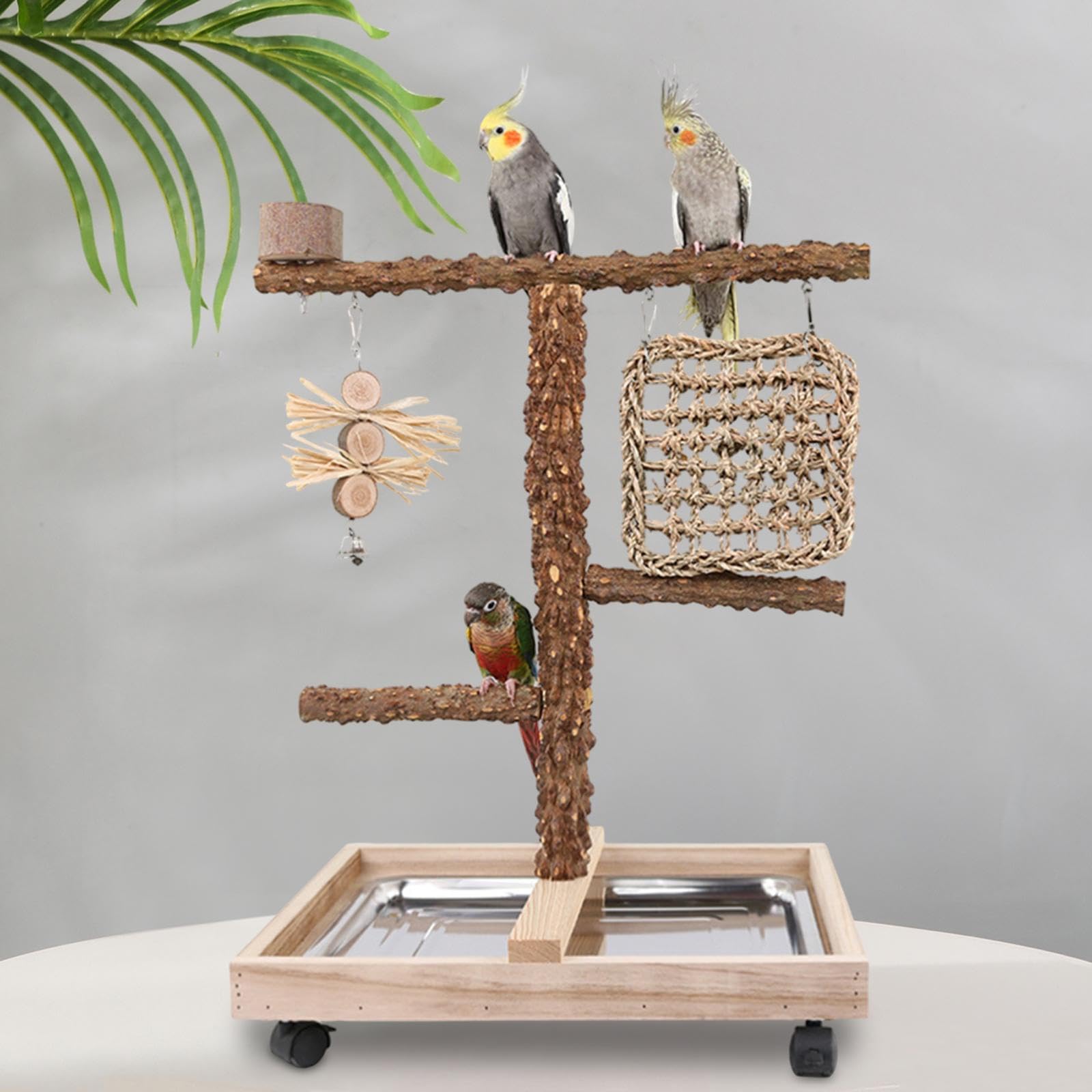 Parco giochi per pappagalli, uccelli con vassoio, uccelli, giocattolo da masticare, parrocchetti per inseparabili, accessori per gabbia, cacatua