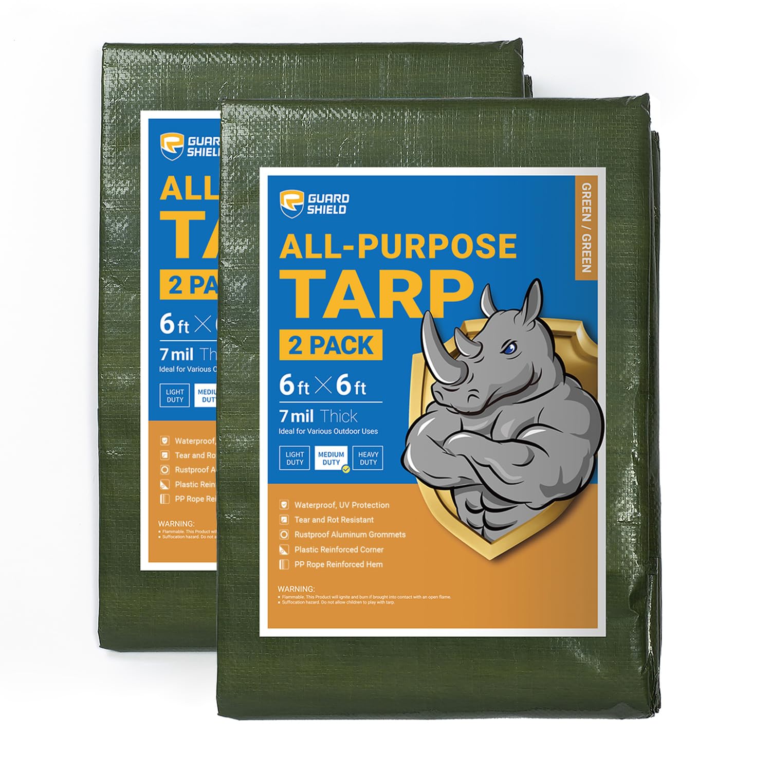 GUARD SHIELD White Tarp 10x12 Feet Medium Duty All Purpose Poly Tarps Cover 7mil — view 166