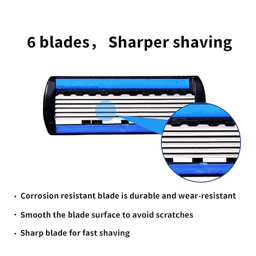 Miniatura 2 de Recambios de 6 cuchillas para hombre, cartuchos de afeitar de 6 cuchillas con tira lubricante, ofrece un afeitado limpio y cerrado, 18 unidades,