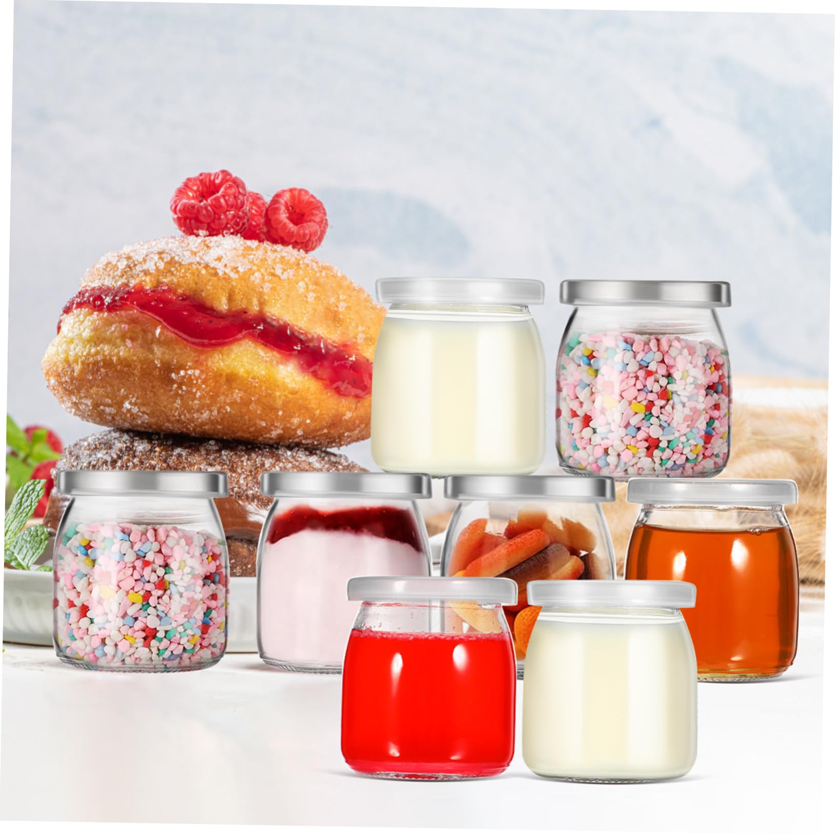 Ciieeo 12 Szt Szklanych Kubeczków Deserowych Kubeczków Do Jogurtu Do Puddingu Z Pokrywką Na Jogurt Z Pokrywkami