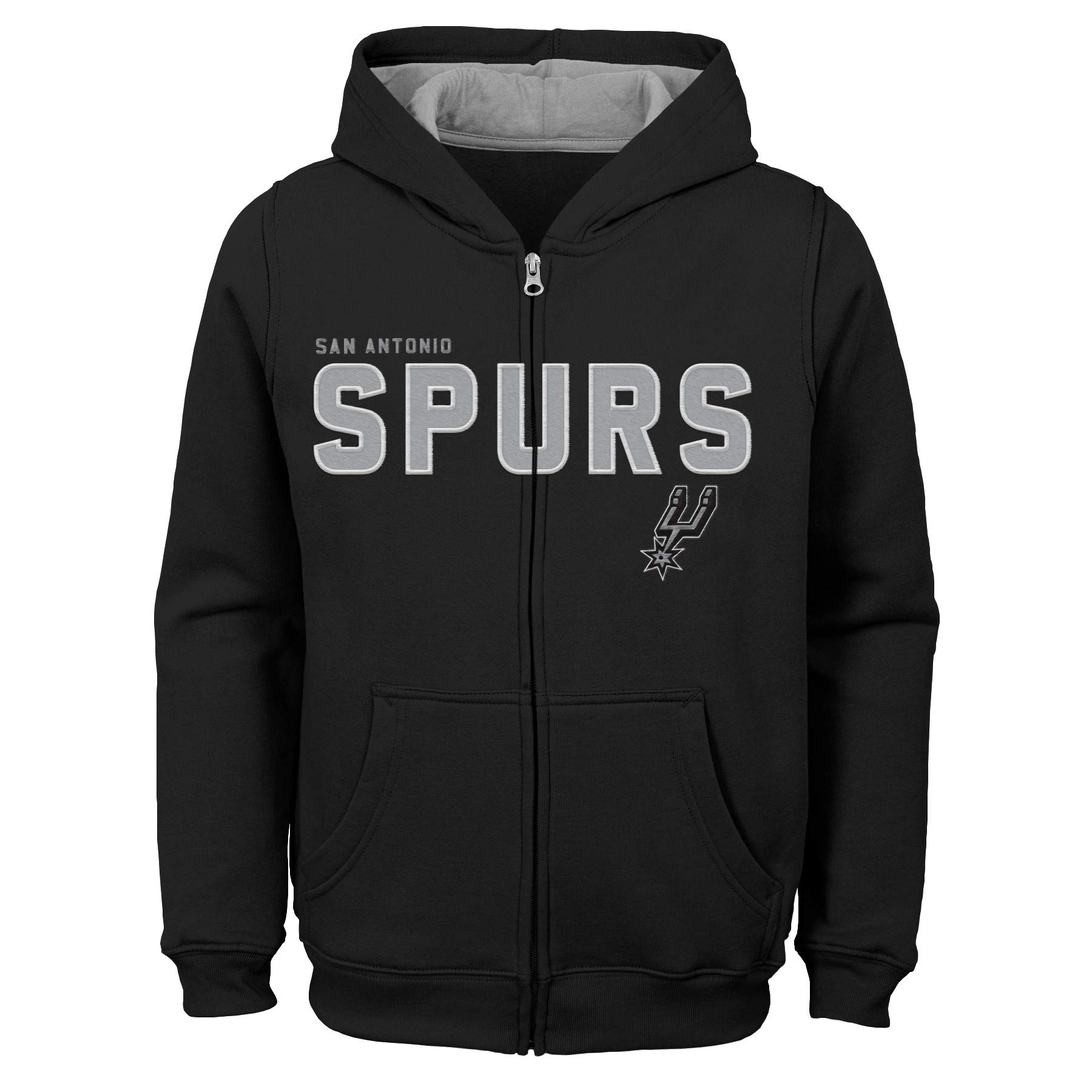 Outerstuff NBA NBA Kids & Youth Boys San Antonio Spurs Stated Full Zip Fleece Hoodie, Black, Kids Medium(5-6)