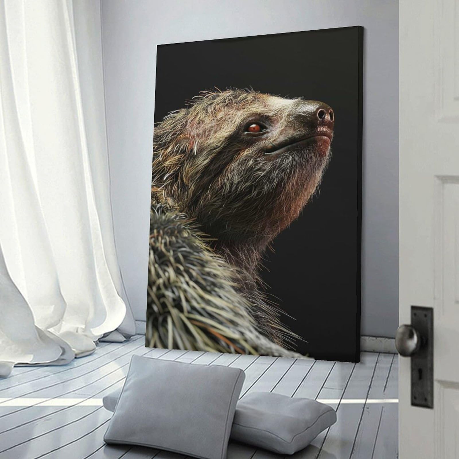 Junmoney Sloth Canvas Wall Picture, 12x18inch(30x45cm), for Front Hall, Corridor Or Welcome Spaces, Wall Decor to Refresh Empty Corners