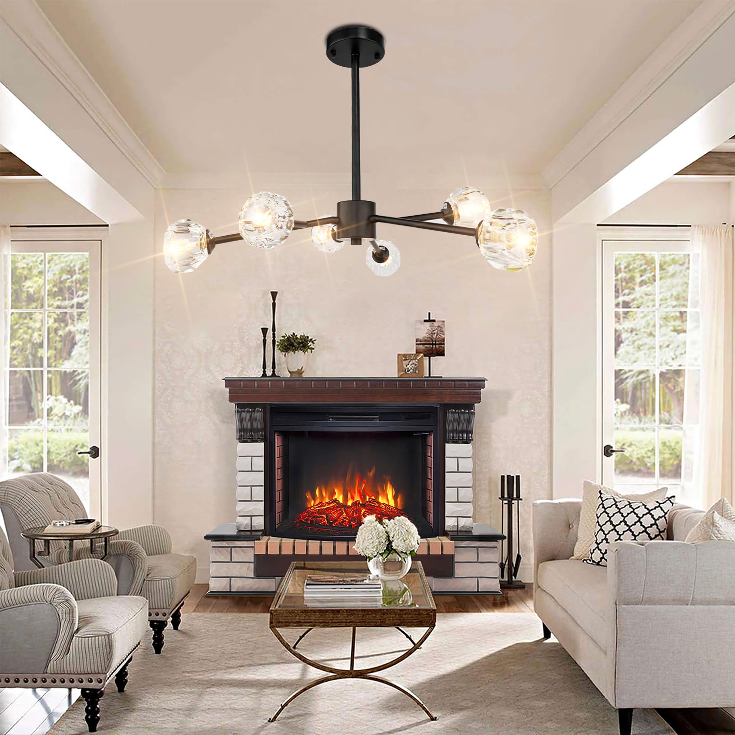 Sputnik Chandelier By Fireplace Kaisite 10 Light Sputnik Chandeliers