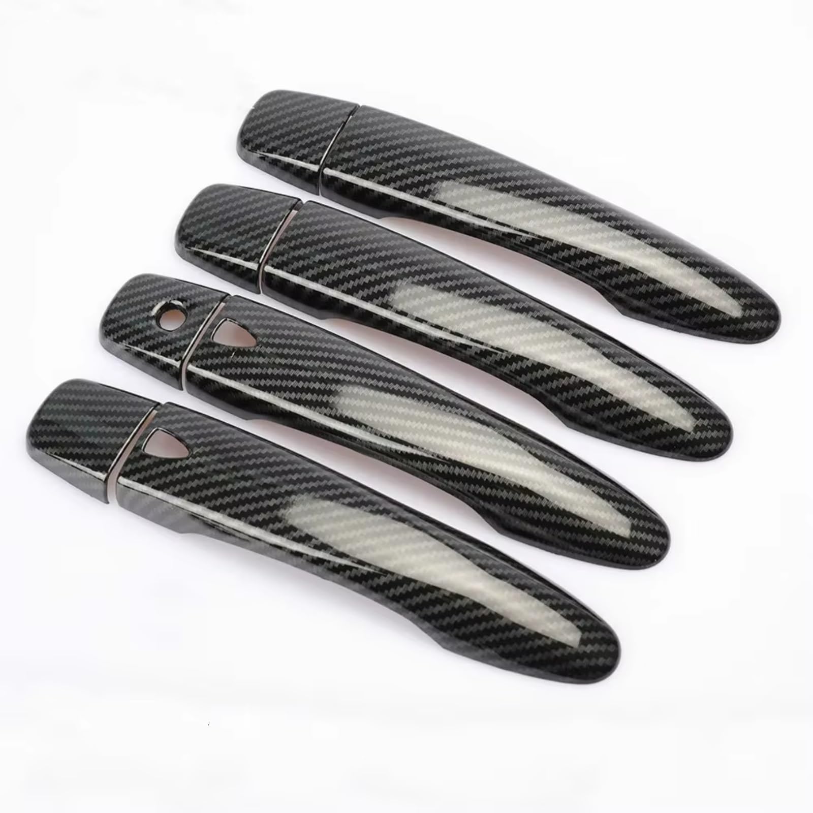 Iukmr Black 2 Buttons For Nissan For Qashqai J11 2014-2020 Carbon Fiber Chrome Car Door Handle Cover Trim Styling Accessories Car Outer Door Handle(Black 2 Buttons)
