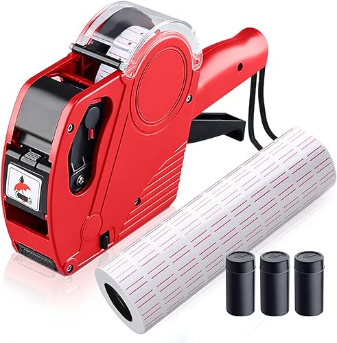Miniatura 7 de MX5500 Pistola de precio de 8 dígitos, kit de pistola de precios con pistola de precios de recarga de 3 tintas, pistola de etiquetas