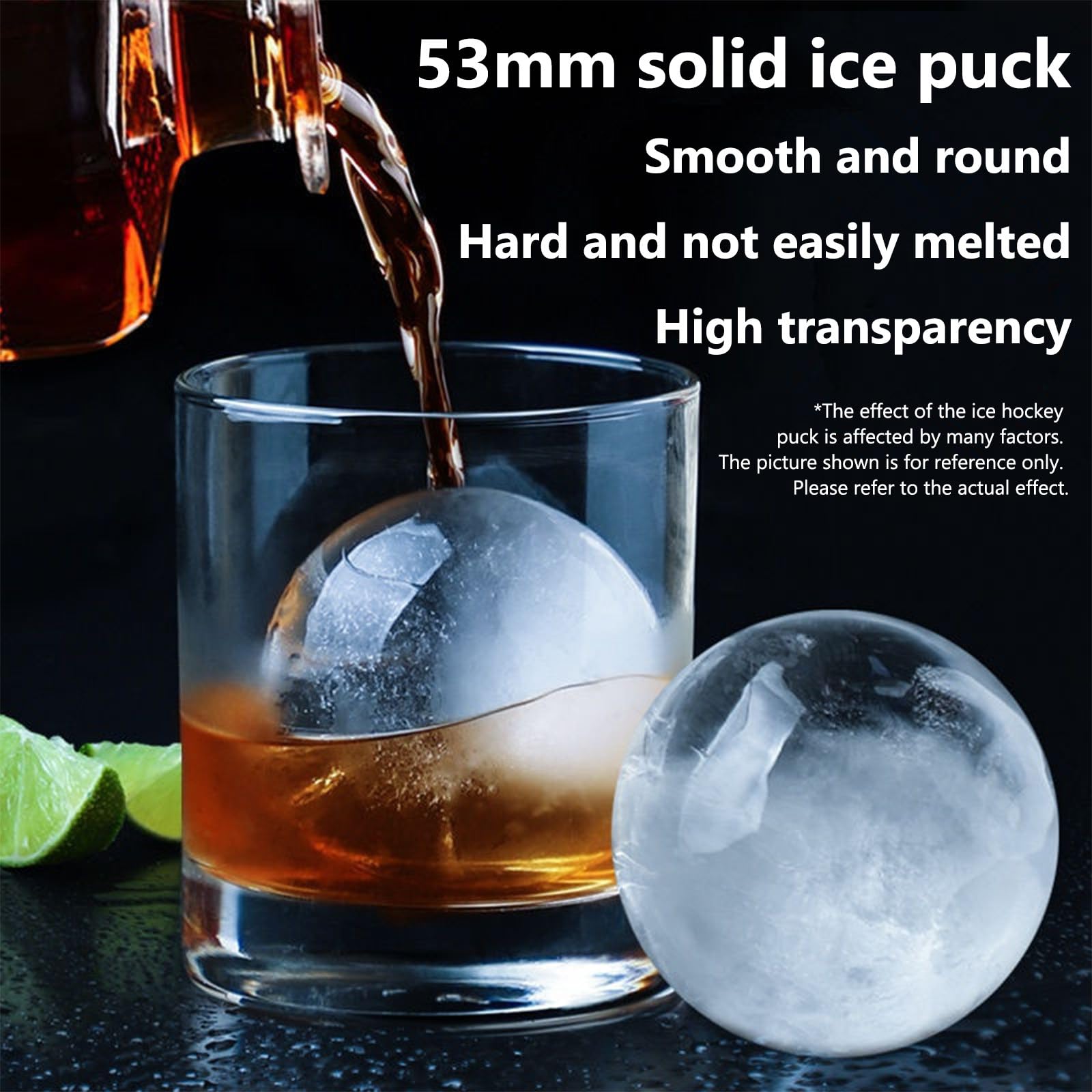 Generico Macchina per Il Ghiaccio a Sfere Trasparenti, 5 cm, Produce 2 Sfere Grandi in 55 Minuti, autopulente, Ideale per Cocktail, Whisky e Bourbon - 42 Pezzi/Giorno (Nera)