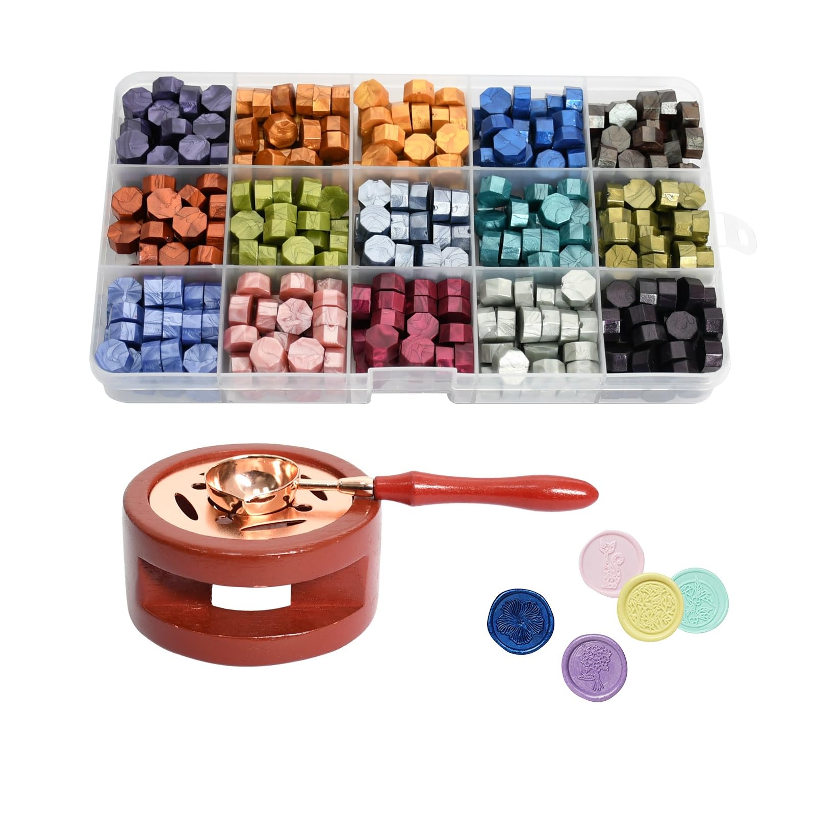 15 Couleurs Kit De Tampons De Cire Noël, Kalolary 375 Pièces Perles