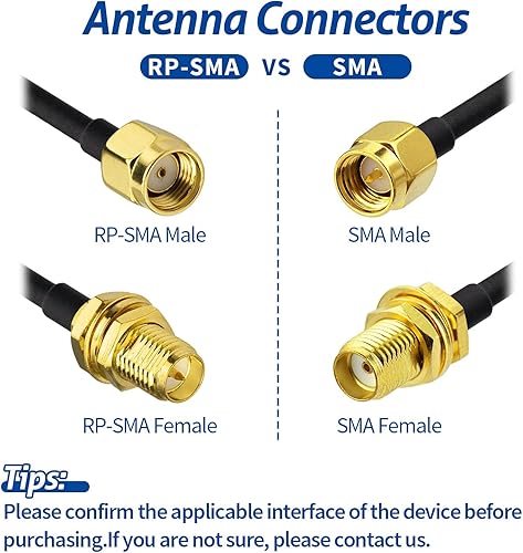 Miniatura 4 de Bingfu WiFi Antenna Extension Cable 50 feet RP-SMA Male to RP-SMA Female Bulkhead Mount Double Shielded Low Loss -100 Cable for WiFi Wireless Router