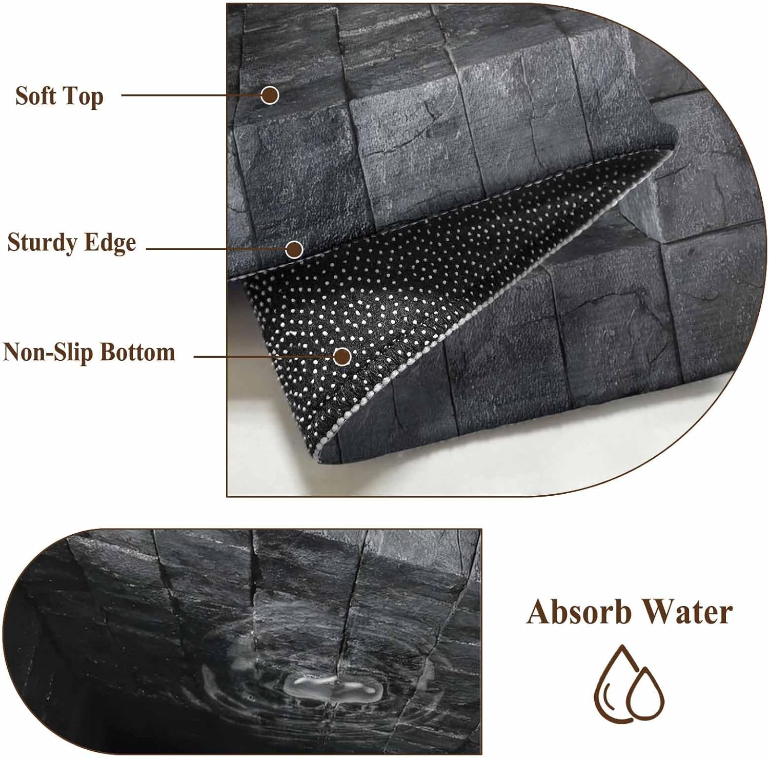 Optical Illusion Kitchen Runner Rug 2x6 Washable Runners for Hallway Non Slip Abstract 3D Large Area Rug Black Grey Looks Like Holes Indoor Carpet for Bathroom Laundry Entryway Bedroom Living Room