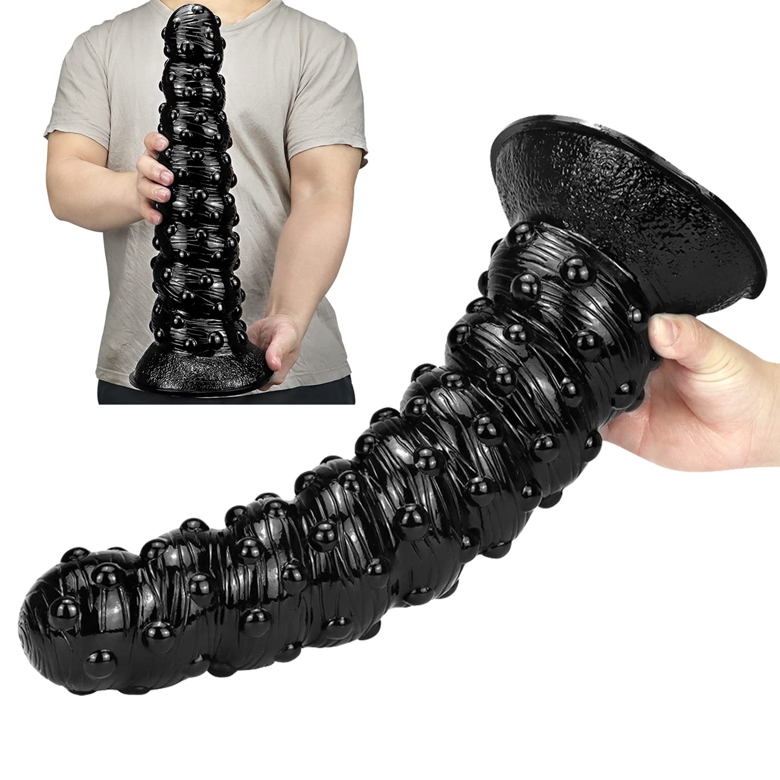 Gode perles anales XXL et extenseur d'anus à ventouse noir - 5