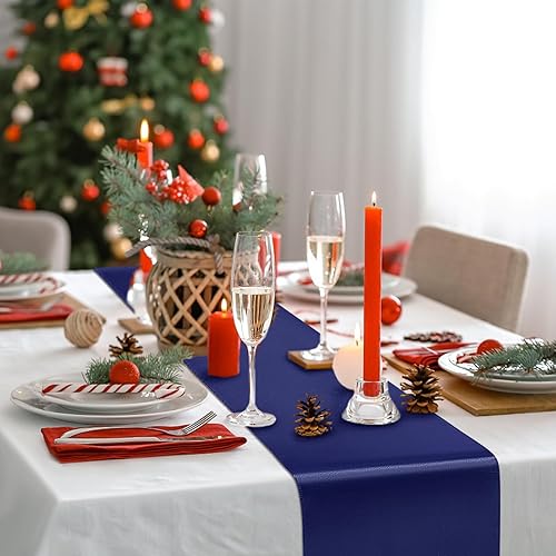 Miniatura 2 de Camino de mesa azul de 12 x 108 pulgadas, paquete de 24 caminos de mesa de satén, camino de mesa suave para fiestas, bodas, banquetes, cumpleaños