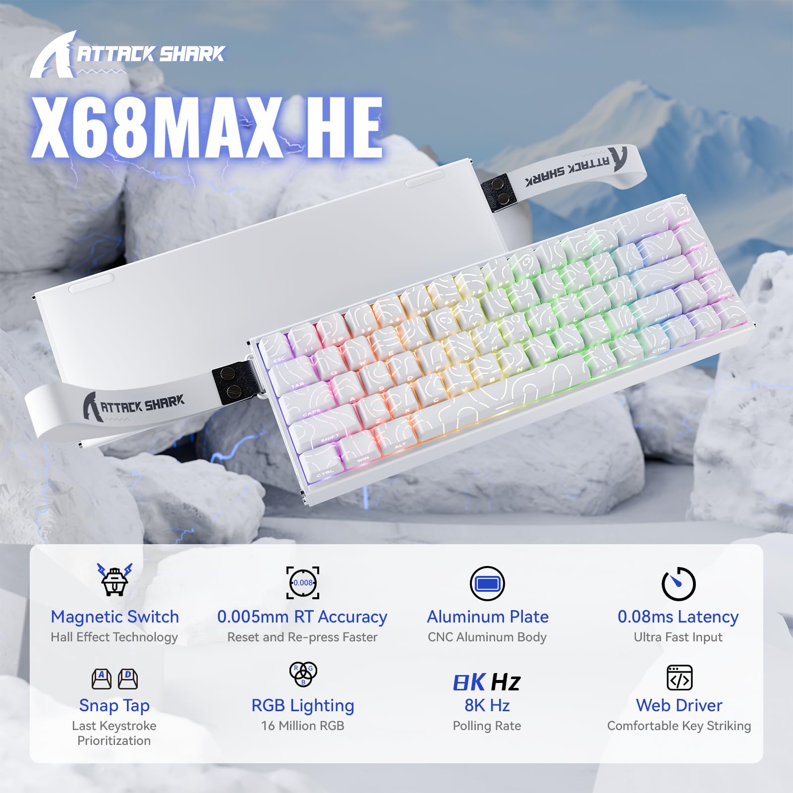 Amazon.com: ATTACK SHARK X68MAX HE Wired RT RGB Mechanical Gaming
