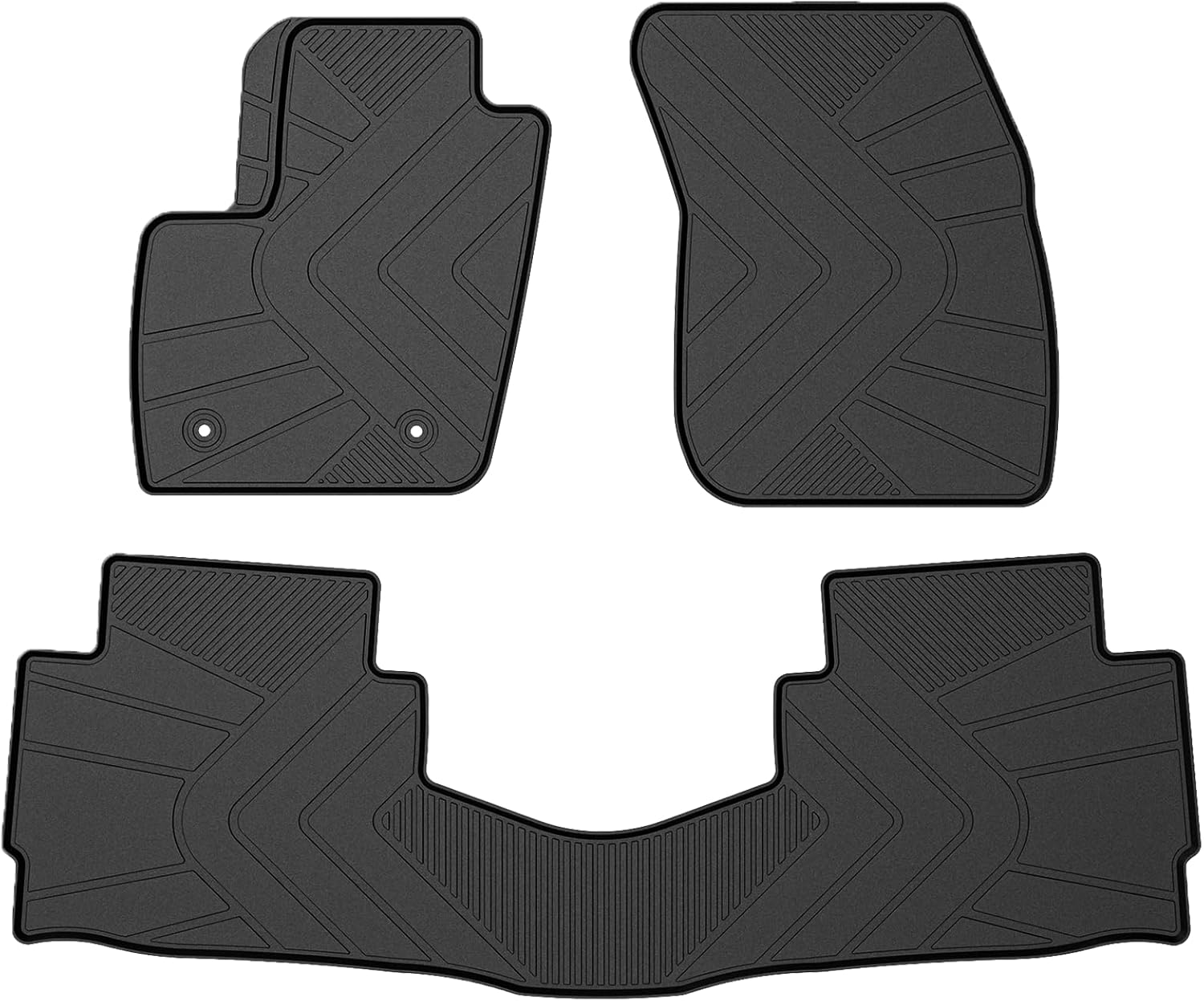 Floor Mats Compatible with 2013-2020 Ford Fusion/Lincoln MKZ, Custom Fit All Weather Ford Fusion Car Mats, Latex Heavy Duty Floor Liners Black 3-pc Set, 2014 2015 2016 2017 2018 2019