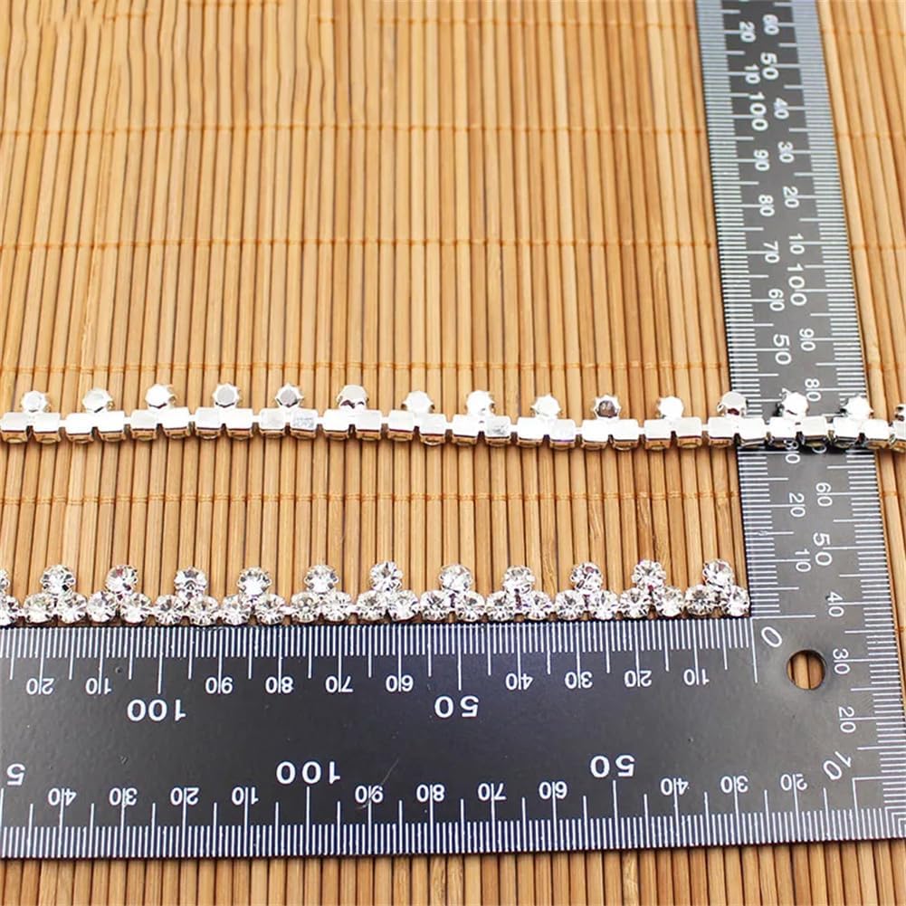 Generic 1/5Yards 1Cm Small Tassel Silver Chain Use Sew Rhinestone Trim for Dress Skirt Shoes Bags Silver 5 Yards