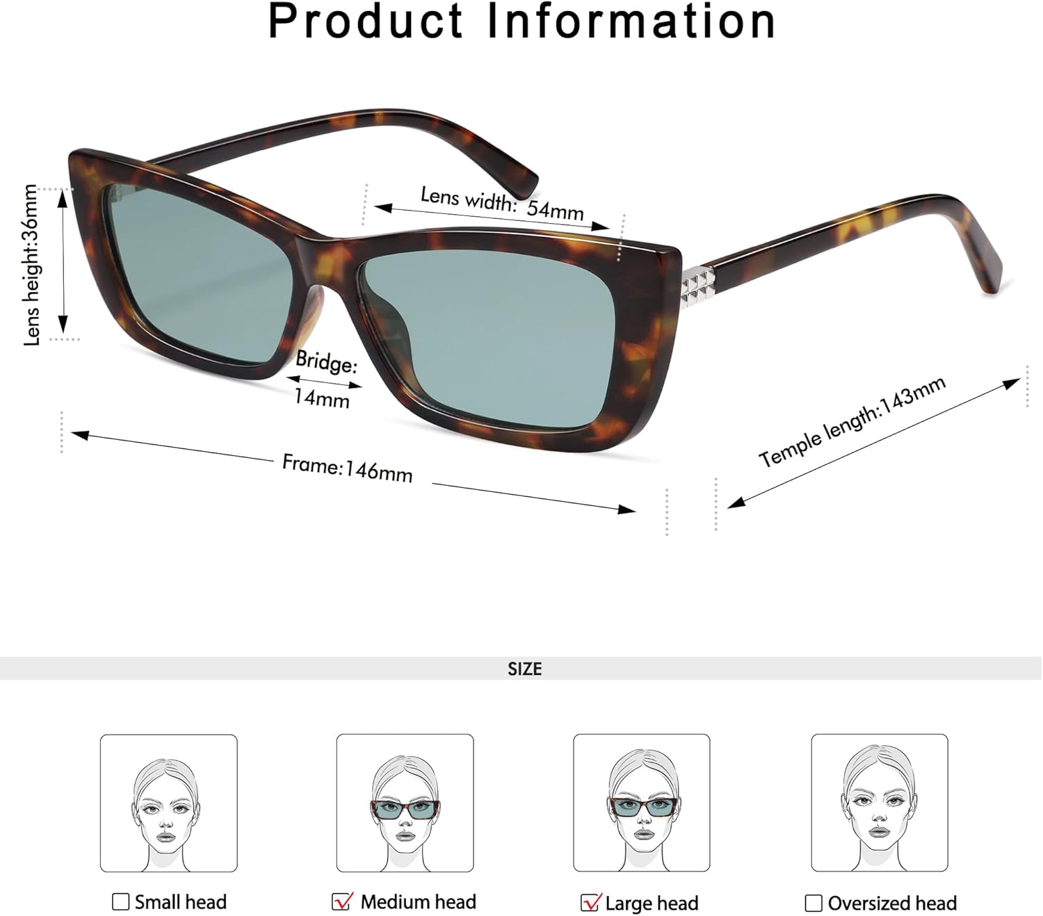 Retro Rectangle Sunglasses for Women Trendy Cateye 90s Narrow Vintage Sunnies AP3724 - Image 5