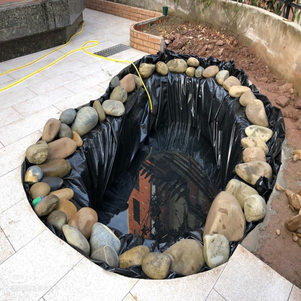 Telo per laghetto nero, spessore 0,12 mm, pellicola flessibile in PVC, 8 x 10 m, resistente ai raggi UV e alle intemperie per piccoli laghetti, koi laghetti, giardini d'acqua e fontane