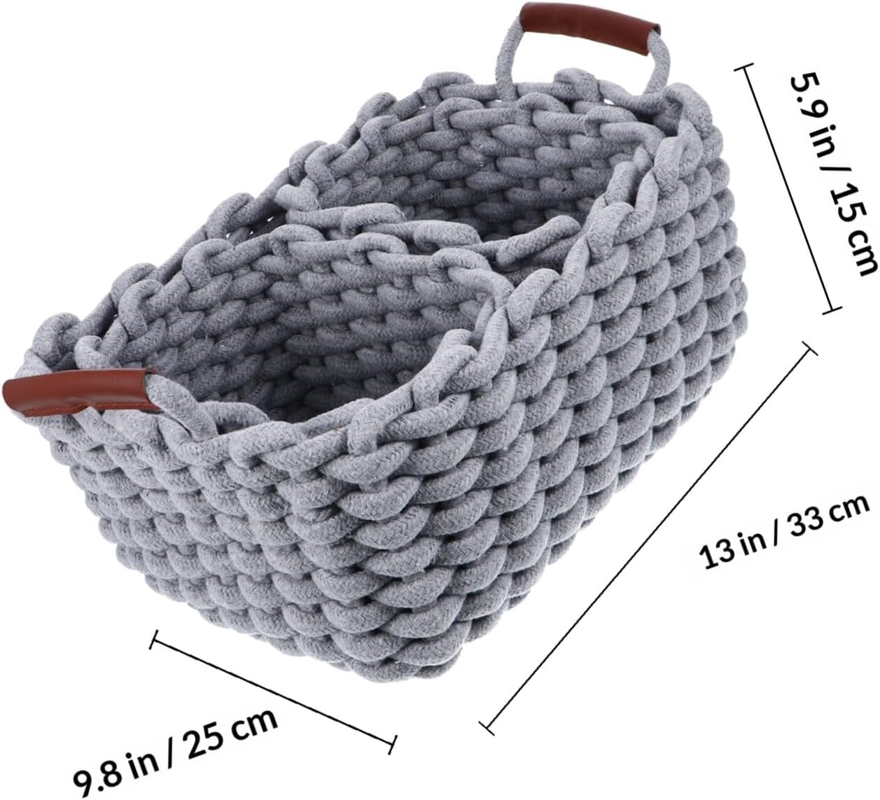 3pcs Nordic Style Gray Cotton Rope Storage Baskets, Portable Household Nesting Containers for Closet and Pantry Organization
